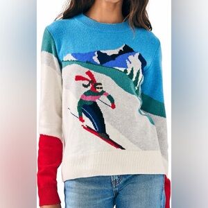 Faherty Multicolor Skiing Graphic Crewneck Sweater
